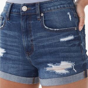 Aeropostale Stretchy Super High-Rise Denim Midi Shorts size 00
